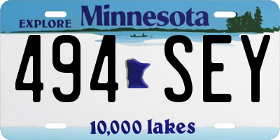 MN license plate 494SEY