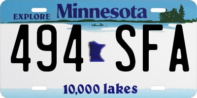 MN license plate 494SFA