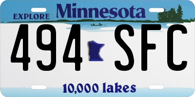 MN license plate 494SFC