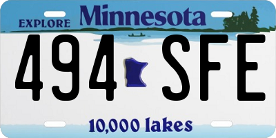 MN license plate 494SFE