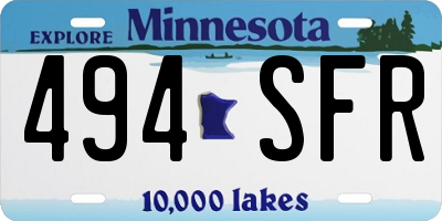MN license plate 494SFR