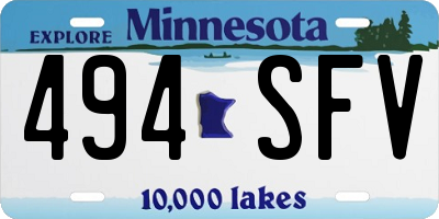 MN license plate 494SFV