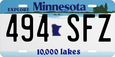 MN license plate 494SFZ