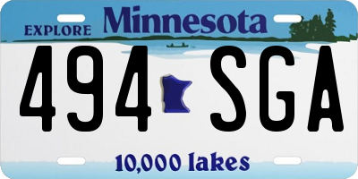 MN license plate 494SGA