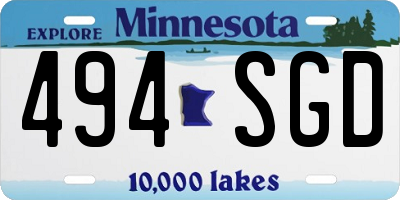 MN license plate 494SGD