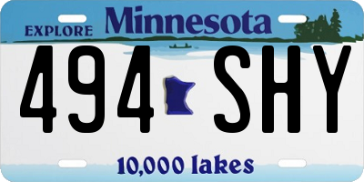 MN license plate 494SHY