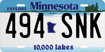 MN license plate 494SNK