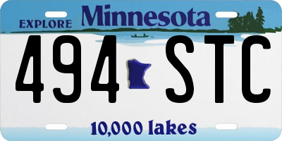 MN license plate 494STC