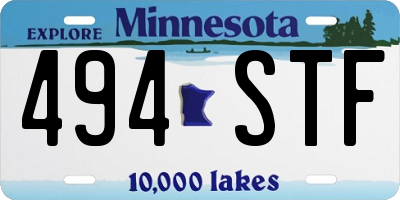 MN license plate 494STF