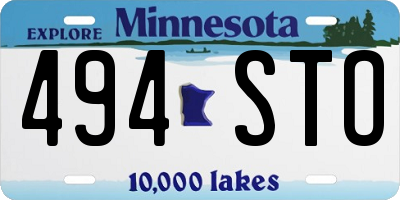 MN license plate 494STO