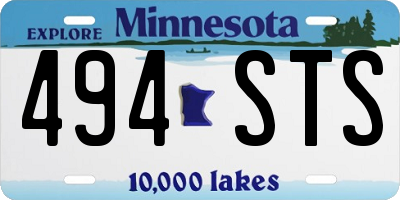 MN license plate 494STS
