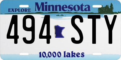 MN license plate 494STY