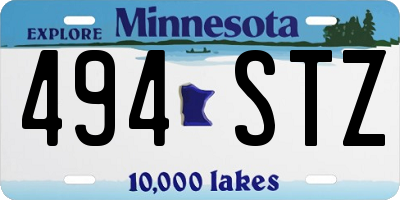 MN license plate 494STZ