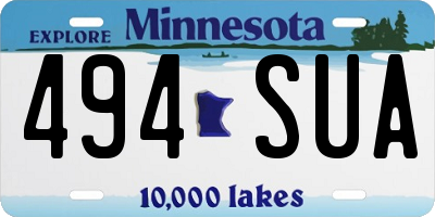 MN license plate 494SUA