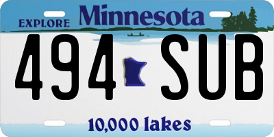 MN license plate 494SUB