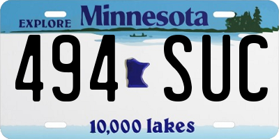 MN license plate 494SUC