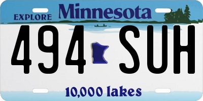 MN license plate 494SUH