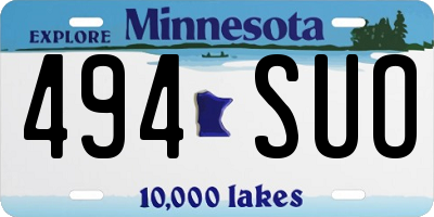MN license plate 494SUO