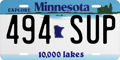 MN license plate 494SUP