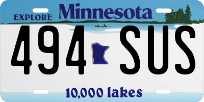 MN license plate 494SUS