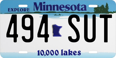 MN license plate 494SUT