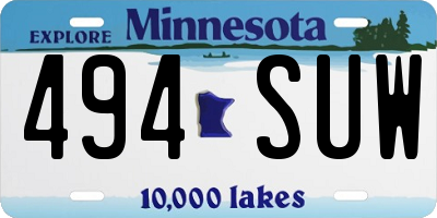 MN license plate 494SUW