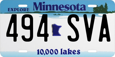 MN license plate 494SVA
