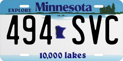 MN license plate 494SVC