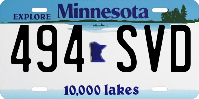MN license plate 494SVD