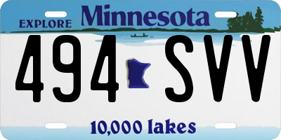 MN license plate 494SVV