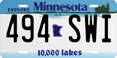 MN license plate 494SWI
