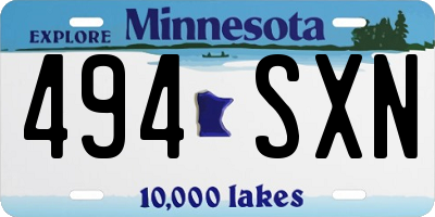 MN license plate 494SXN