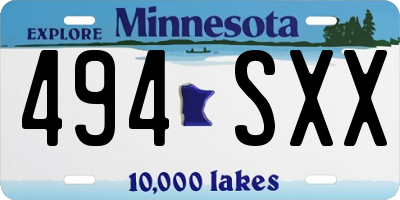 MN license plate 494SXX