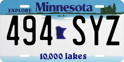 MN license plate 494SYZ