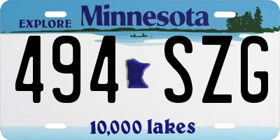 MN license plate 494SZG