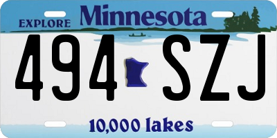 MN license plate 494SZJ