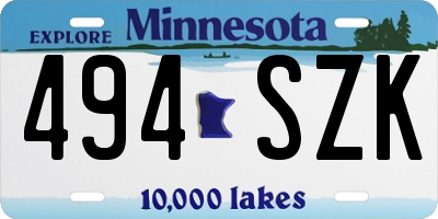 MN license plate 494SZK