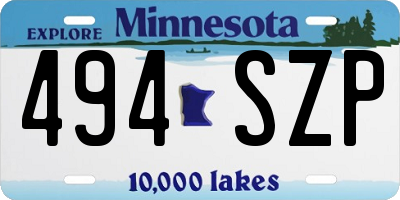 MN license plate 494SZP