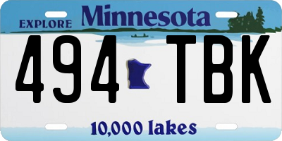 MN license plate 494TBK