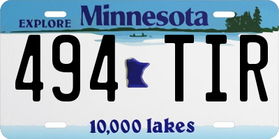 MN license plate 494TIR
