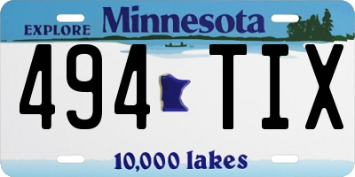 MN license plate 494TIX