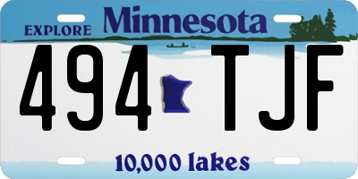 MN license plate 494TJF