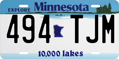 MN license plate 494TJM