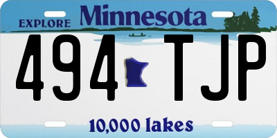 MN license plate 494TJP