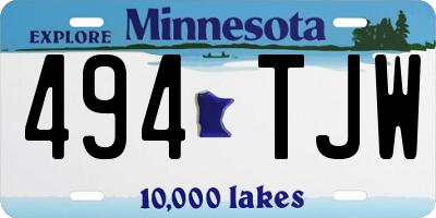 MN license plate 494TJW
