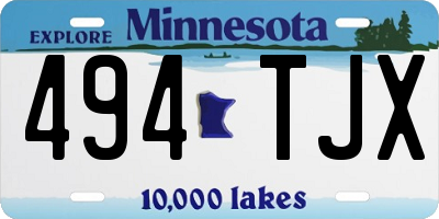 MN license plate 494TJX