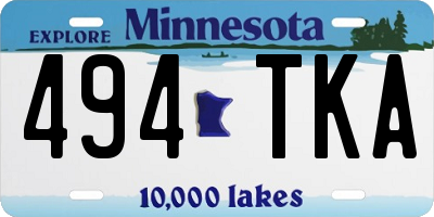 MN license plate 494TKA