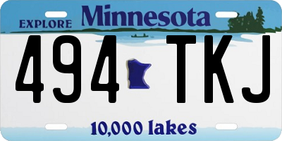 MN license plate 494TKJ