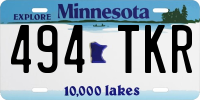 MN license plate 494TKR