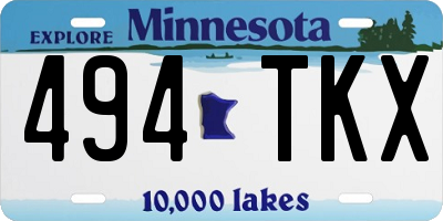 MN license plate 494TKX